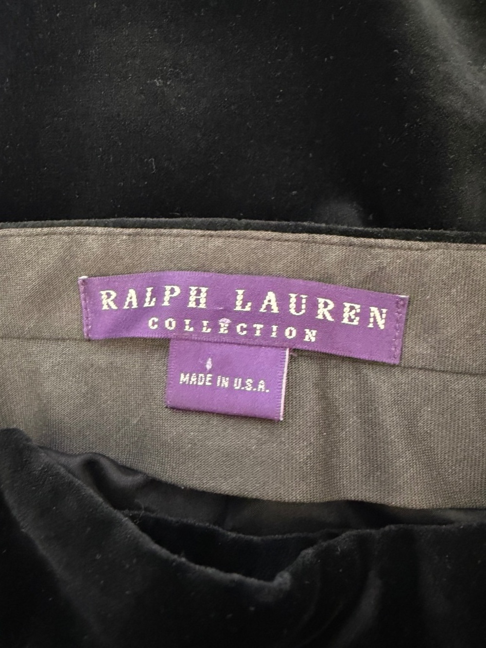Vintage Ralph Lauren Collection Black Velvet Trousers Pants Size 4 USA